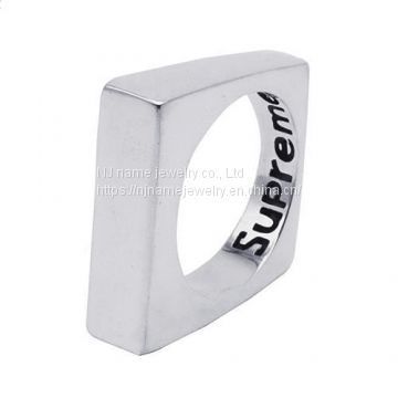 Square mens jewelry unisex vintage geometric shape ring in 925 sterling silver for women