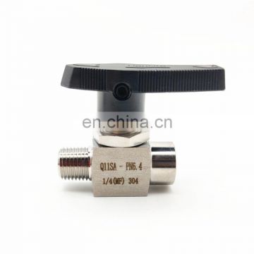 Ball valve 1/4" inch female to male thread stainless steel 304 Panel straight through meter switch two way ball valve