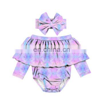 Baby Off Shoulder Bodysuit Fall Kids Clothing Tie Dye Romper photo-6