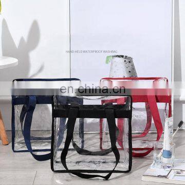 Outdoor Transparent Pvc Tote Hand Bag With Long Handle And Shoulder Strap