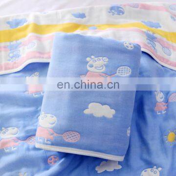 2020 Summer New Arrival Spring Autumn Used Baby Cotton Animal Print Muslin Gauze Swaddle Blanket With Double Jacquard Process photo-3