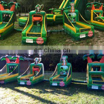 Inflatable Tropical Luau Carnival Games Kids Play Station Basketball Tee-ball Shooting Tossing Game Set photo-2