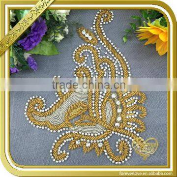 Beaded rhinestone applique patch, large iron on patch FHA-024