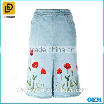 Hot sale Denim embroidery Designer long skirts