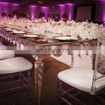 Factory Price Mirror Glass Table Top Dining Table For Wedding/Party
