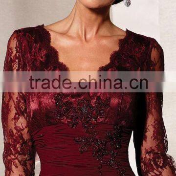 Elegant Mother of the Bride Dress With Beading and Appliques Three Quarter Sleeve High Quality Satin Mother of the Bride Dress