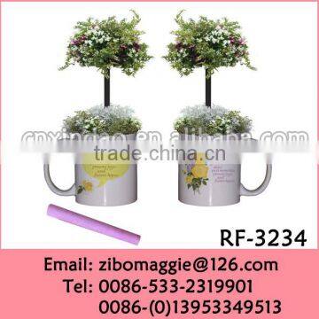 U Shape Porcelain Coffee Mug with Flower Planters for Porcelain Flower Pots Wholesale