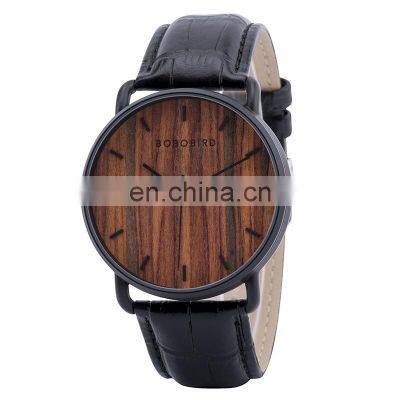 BOBO BIRD Gold Quartz Wrist Watch from China Wooden Watch Men Leather Strap Logo Customization