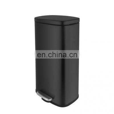 Best seller factory directly supply 50L kitchen black dustbin with pedals and inner bins