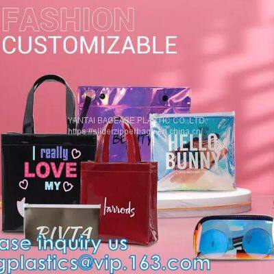 Vinyl Tote Bags Shoulder Handbag,Gym Zippered Tote Bag With Adjustable Shoulder Strap and Wrist Strap for Work Sporting photo-3