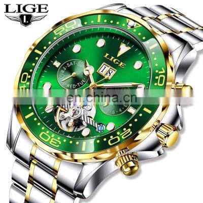 LIGE 8928 Mens Quartz Watches Automatic Male Waterproof Wrist Watch Stainless Steel  watch mens