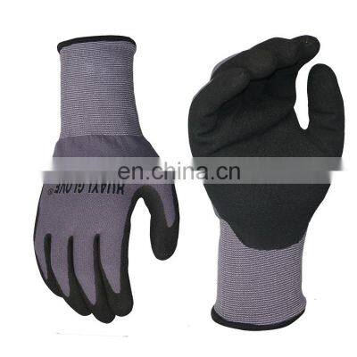 15 Gauge Nylon and Spandex Sandy Nitrile Coated Nylon Work Safety Glove