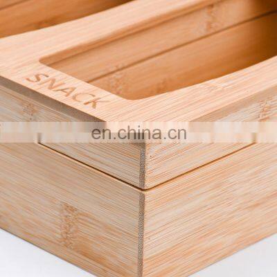 Premium Multi-function Bamboo 5 pc Wall Mount Plastic Food Ziplock Bag Storage Organizer Box for Drawer Home Kitchen Tabletop photo-5