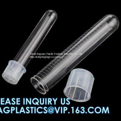 plastic test tube, round bottom transparent PS plastic blood collection test tube with spiral top, Medical Sterile Male Urethral Swab Polyester Cotton Rayon Tip Metal Handle with PS Transport Tubes