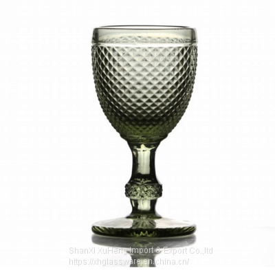 Wine Glass Colored Glass Goblet Vintage Pineapple Pattern Embossed Glass Goblets photo-5