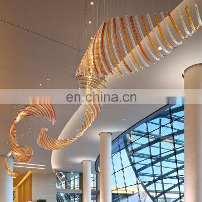 Creative design colorful hotel decor glass chandeliers hand blown glass tube chandelier