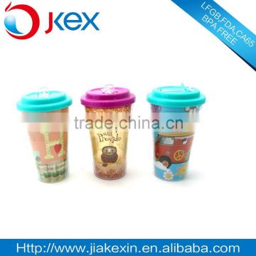 16 oz novelty Plastic drinking cup with straw