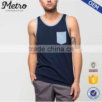 Custom Blank Contrast Patch Chest Mens Pocket Vest