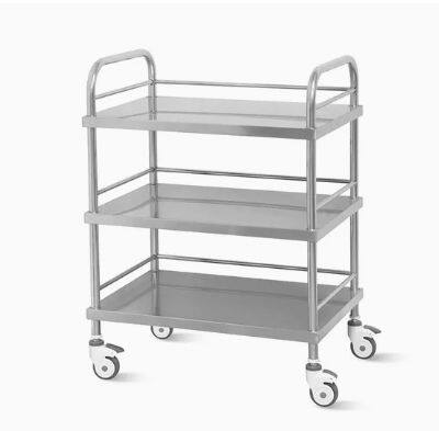 304 Stainless Steel Three Layers Medical Instrument Trolley for Hospital