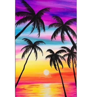 Palm Tree Beach Towel Oversized Quick Dry Sand-Free Colorful Sunset Beach Towels Soft Lightweight Microfiber Towels
