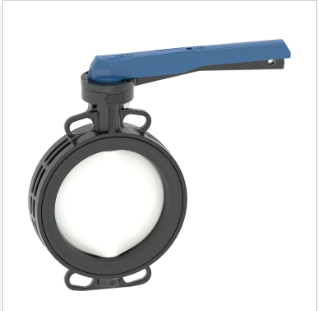 Vanne papillon en PVDF type wafer, résistante aux produits chimiques, pour le traitement de l'eau industrielle