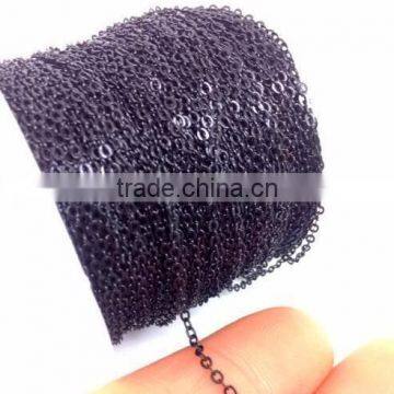 Wholesale Brass Fashion Shinny Black Flat Cable Chain Soldered Welded Oval Link