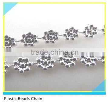 Rhinestone Trimming For Clothing Sew on Plastic Material Silver Flower 10 Yards 1 Card