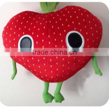 cute plush strawberry toys/stuffed strawberry toys with embriodery/plush strawberry toys