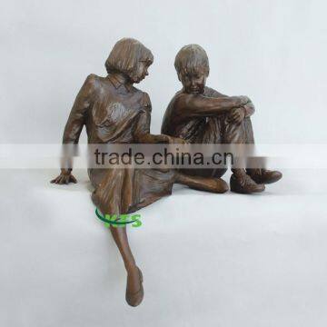 Bronze statues for boy and girl kids