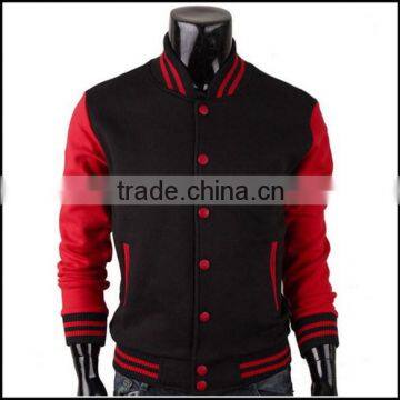 winter jacket college jacket leather sleeve varsity letterman jacket red black