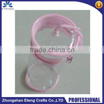 popular custom made round shaped clear cosmetic bag,rough soft plastic clear goods bag,clear plastic zipper cosmetic bags