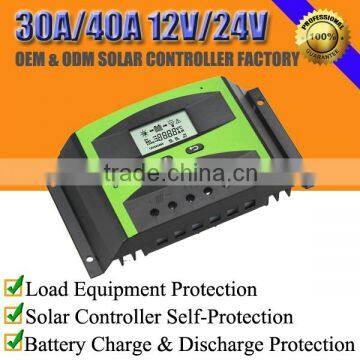 30A/40A 12V/24V automatic solar panel power charge regulator controller LD2430S