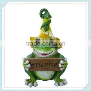 polyresin frog garden decor welcome sign