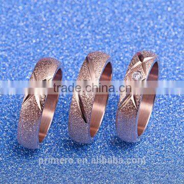 Hot Sale Jewelry Matte Texture 18k Rose Gold Plated Stainless Steel Single Stone Ring Designs photo-3