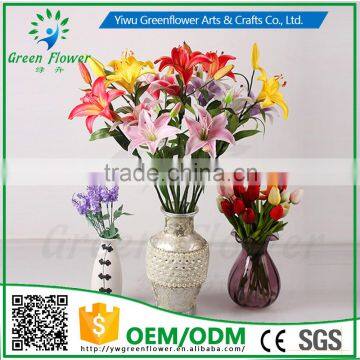 2016 Wholesale Multicolor Latex Artificial PU Flowers Lily Real Touch Bouquet Wedding Bridal Decor Display Flower photo-5