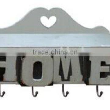 Vintage wood wall plaque hook with letters of HOME