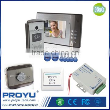 Apartments 7" Monitor Home Color Video Door Phone Intercom System Kit Support ID card unlock + Power supply +Electric control L