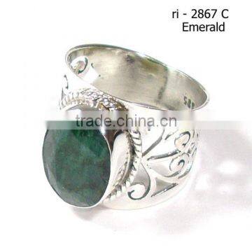 Indian Emerald quartz rings jaali cut jewellery wholesale semi precious gemstones Fashion rings