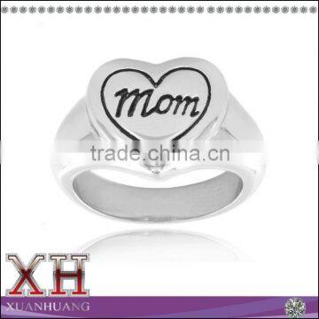 Factory Wholesae Price Silver 925 Polish Mom and Heart Engraved Ring