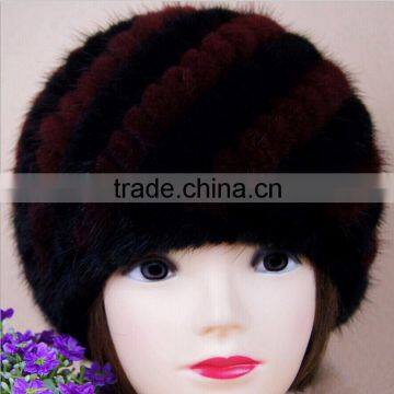 knitted mink fur hat for winter