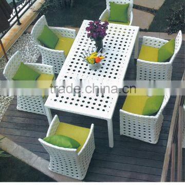 White Wicker Rattan Dining Set Patio Furniture photo-4