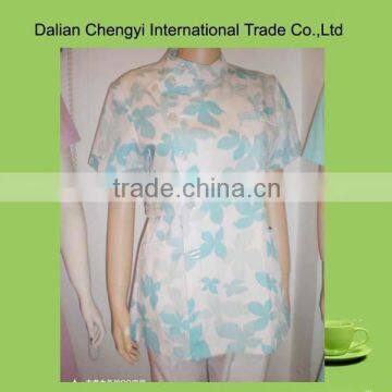 Fashion Blue Flower Printing Medical Scrub