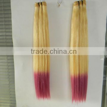 Made in china hair extension color 613#/pink cheap ombre remy tape hair extension