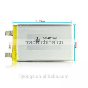 2016 Hot Selling Smallest 3.7V Battery 5800mAh Normal Voltage Battery 105085