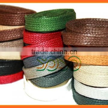 Hangzhou YoYo 100% Cotton 75cm Flat waxed shoe lace with Plastic tips 10 colors MOQ 100 Pairs