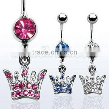 crown navel ring with crystals