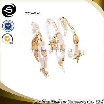 Pink beads bracelet set wings charms bracelet angle charms bracelet