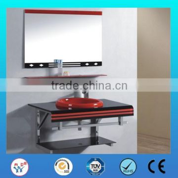 popular factory wholesale Modern Red Glass Wall Mounted Bathroom Glass basin