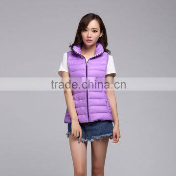 Purple Puffer Polyester Waistcoat Women