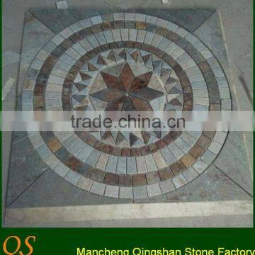 slate mosaic art stone flooring medallion